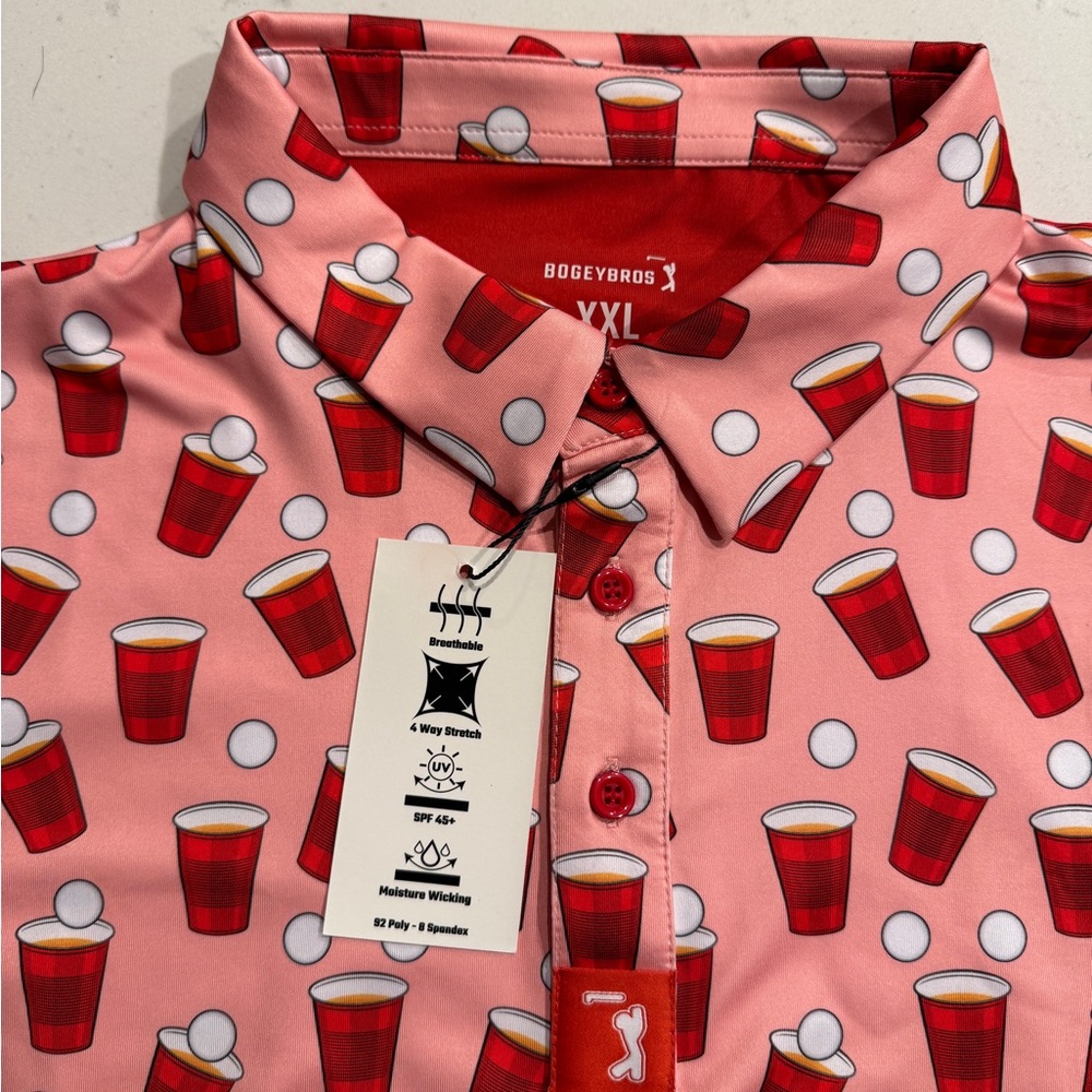 BogeyBros Pink Beer Pong Polo Shirt
